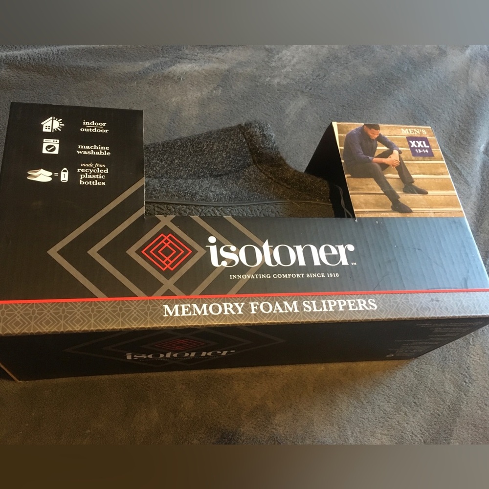 Isotoner Memory Foam Slippers - Black